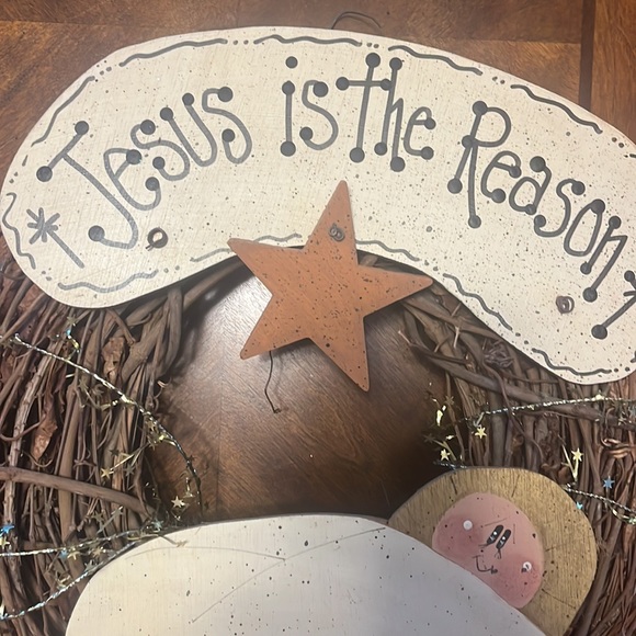 Handmade “Jesus is the Reason” 12” grapevine wreath - Picture 3 of 4